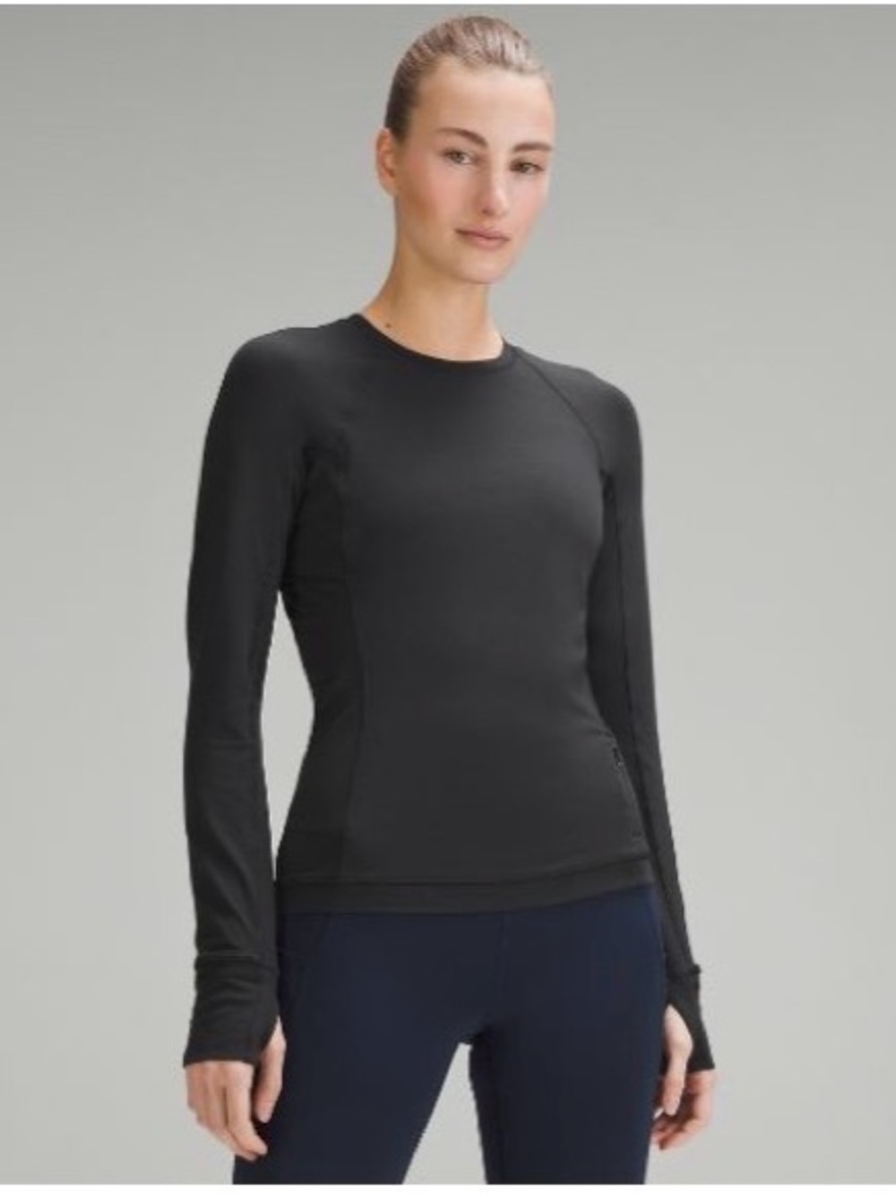 Lululemon It's Rulu Run Long Sleeve Shirt Black Thumbhole Top Size 6